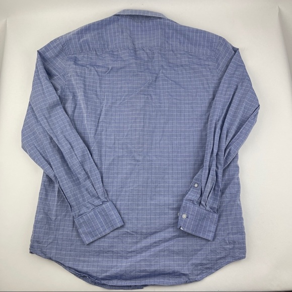 Joseph Aboud Button Up Shirt Mens Large Blue Plaid Long Sleeve - Picture 7 of 8